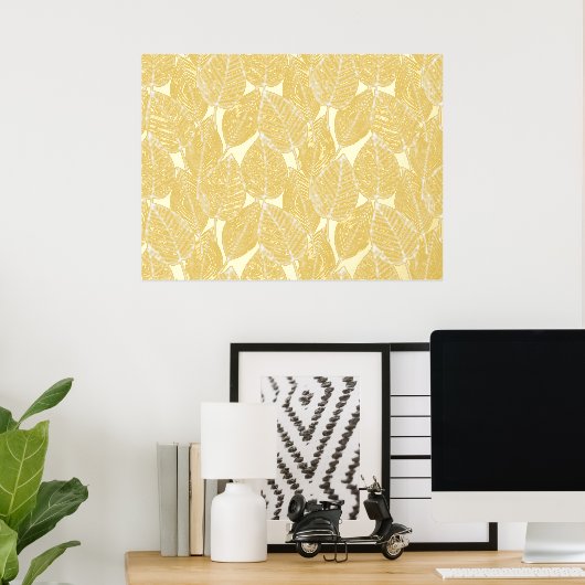 Impressions Dorure Classy Moderne Abstrait Feuille Art Motif Or (In Situ (Bureau))