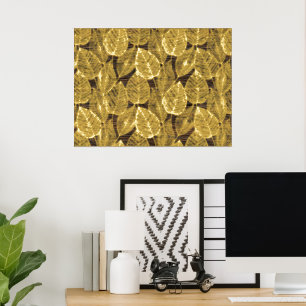 Impressions Dorure Classy Moderne Abstrait Feuille Art Motif Or