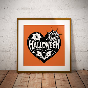 Impressions Dorure Coeur d'Halloween, Forme de Coeur Noir, Spider Web