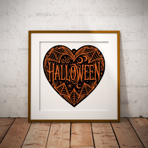 Impressions Dorure Coeur d'Halloween, Forme de Coeur Noir, Vacances