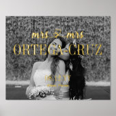 Impressions Dorure Coeurs Mrs & Mrs Nom Mariage lesbien Photo (Recto)