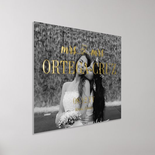 Impressions Dorure Coeurs Mrs & Mrs Nom Mariage lesbien Photo (Poser)