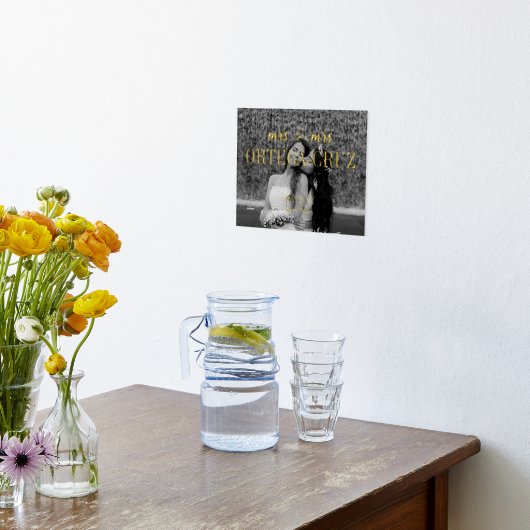 Impressions Dorure Coeurs Mrs & Mrs Nom Mariage lesbien Photo (Couchage (Cuisine))