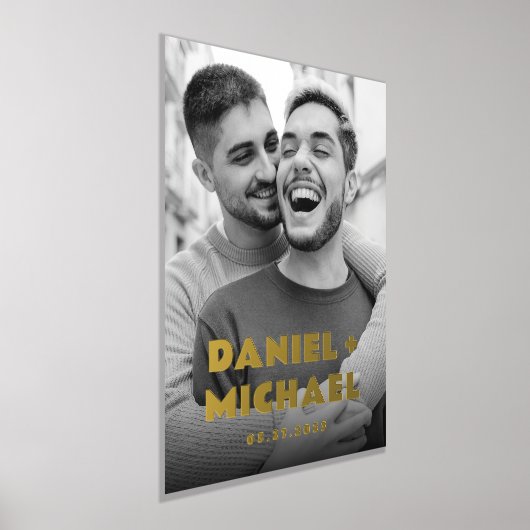 Impressions Dorure Couples noms et date bold typographie photo (Poser)