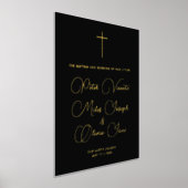 Impressions Dorure Croix d'or Noir Chic moderne Triplet Baptême (Poser)