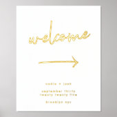 Impressions Dorure Design Moderne Direction Blanche Bienvenue Or (Recto)