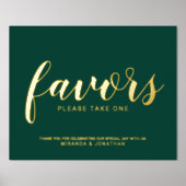 Impressions Dorure Design moderne mariage de script Faveurs émeraude  (Recto)