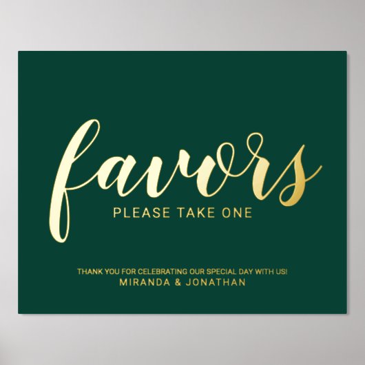 Impressions Dorure Design moderne mariage de script Faveurs émeraude  (Recto)
