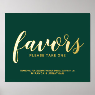Impressions Dorure Design moderne mariage de script Faveurs émeraude