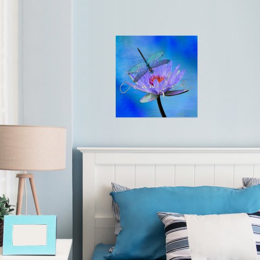 Impressions Dorure Dragonfly on Water Lily w Foil Name Foil Prints (In situ (chambre))