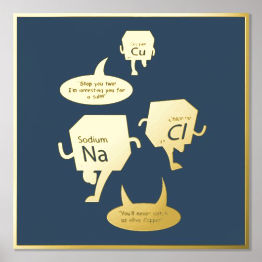 Impressions Dorure Drôle Tableau périodique Chimie Gag Or (Recto)