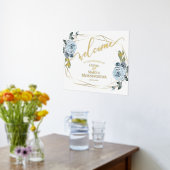 Impressions Dorure Dusty Blue Floral Calligraphie Bienvenue (Couchage (Cuisine))