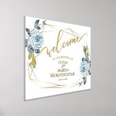 Impressions Dorure Dusty Blue Floral Calligraphie Bienvenue (Poser)
