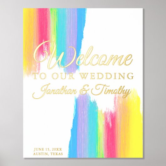 Impressions Dorure Elégant arc-en-ciel Bienvenue à notre Mariage Brig (Recto)