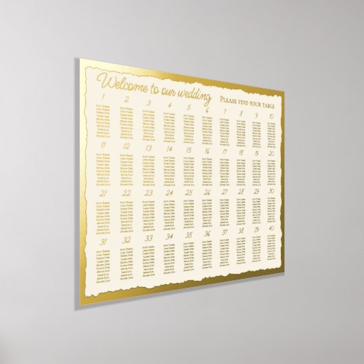Impressions Dorure Elegant Ecru Luxe Gold Edge 40 Table Seating Chart (Poser)