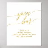 Impressions Dorure Elégant Gold Foil Calligraphy Mariage Open Bar (Recto)