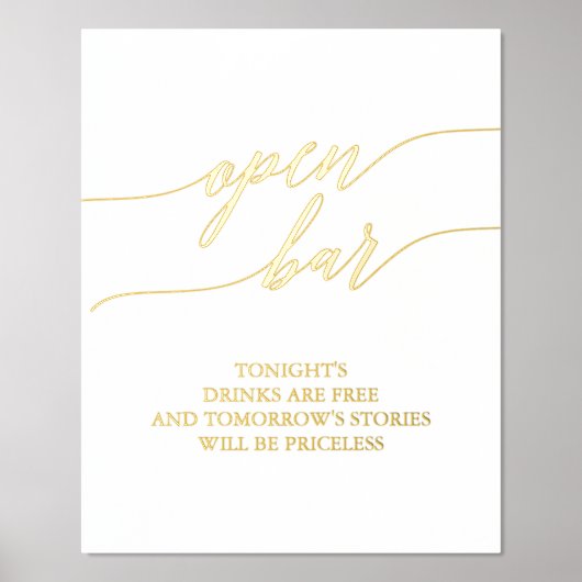 Impressions Dorure Elégant Gold Foil Calligraphy Mariage Open Bar (Recto)