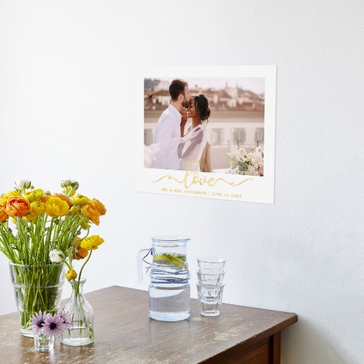 Impressions Dorure Élégant Love Calligraphie Script Mariage Photo Gol (Couchage (Cuisine))