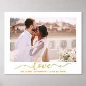 Impressions Dorure Élégant Love Calligraphie Script Mariage Photo Gol (Recto)