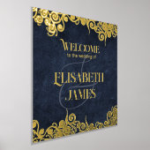 Impressions Dorure Elégant Mariage bleu marine et Gold Swirl Bienvenu (Poser)