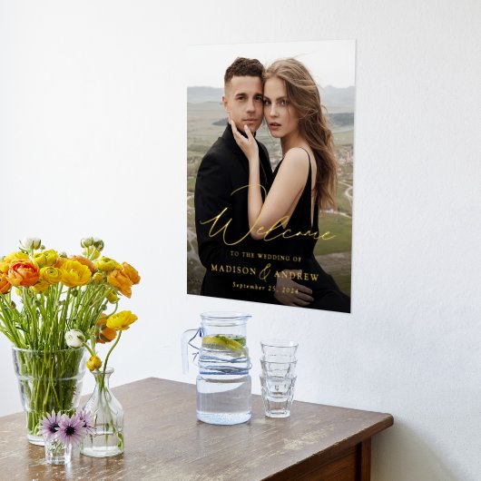 Impressions Dorure Élégant Mariage de script Gold Foil Affiche de bie (Couchage (Cuisine))