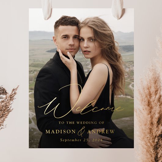 Impressions Dorure Élégant Mariage de script Gold Foil Affiche de bie