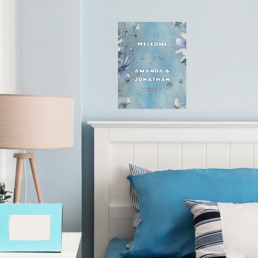 Impressions Dorure Élégant Mariage Floral Bleu Welcome Pile Signal (In situ (chambre))