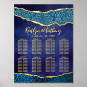 Impressions Dorure Elégant Marine Blue & Gold Agate Mariage Siège (Recto)