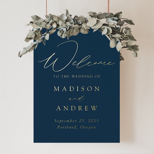 Impressions Dorure Elegant Marine et Mariage de script or Bienvenue