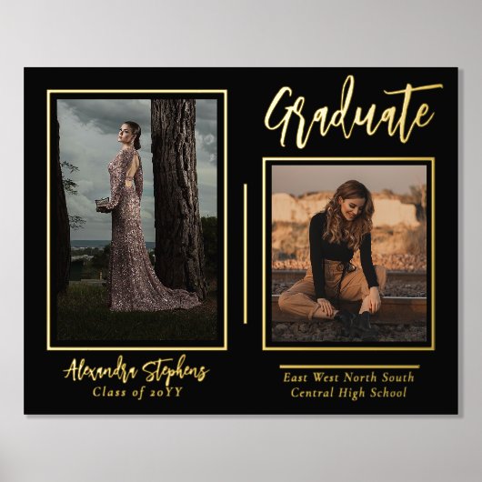 Impressions Dorure Élégant Moderne Script Texte Deux Photo (Recto)