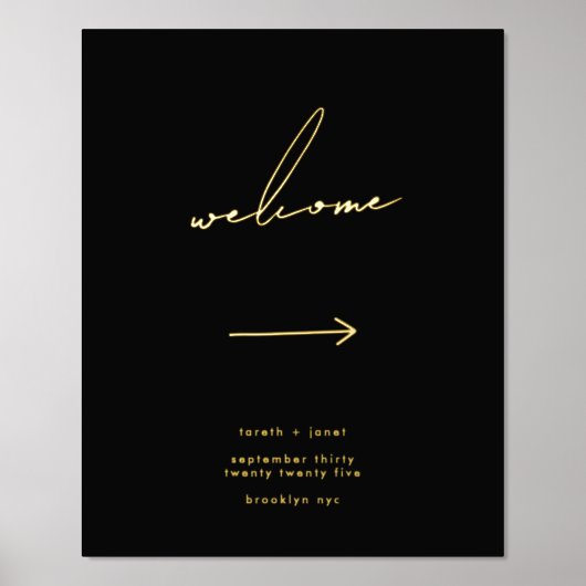 Impressions Dorure Élégant Script Black Direction Welcome Gold (Recto)