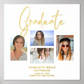 Impressions Dorure Élégant Script Multi Photo Remise de diplômes Dipl (Recto)