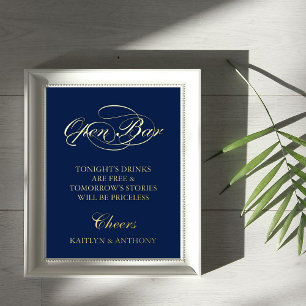 Impressions Dorure Élégant Script "Open Bar" Real Foil Mariage Signal
