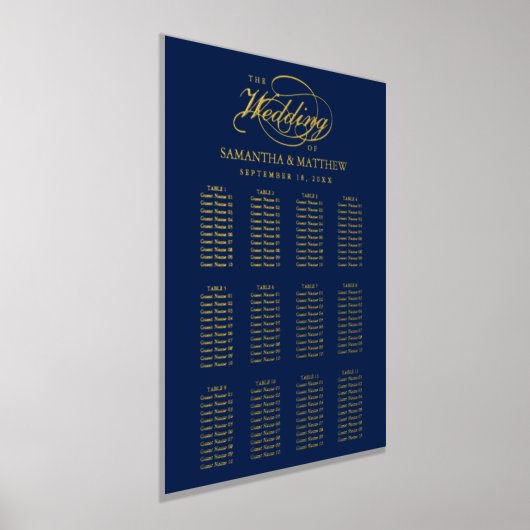 Impressions Dorure Élégant Script Real Foil Pressé Seing Chart (Poser)