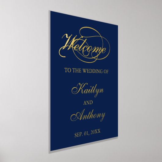 Impressions Dorure Élégant script "Welcome" Real Foil Mariage Signal (Poser)