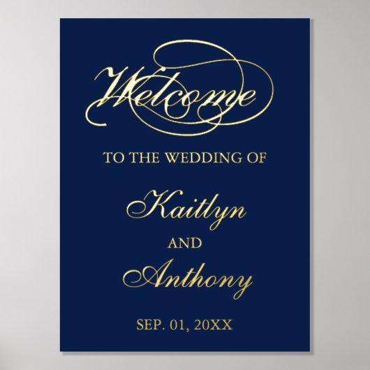 Impressions Dorure Élégant script "Welcome" Real Foil Mariage Signal (Recto)