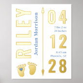 Impressions Dorure Empreintes Bleues Bébé Naissance Statistiques Nour (Recto)