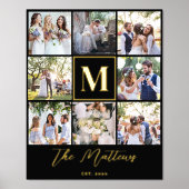 Impressions Dorure Famille monogramme 8 photo collage élégant chic (Recto)