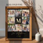 Impressions Dorure Famille monogramme 8 photo collage élégant chic<br><div class="desc">Elégant papier d'or et noir simple sur mesure créer votre propre famille multi photo grille de collage imprimé avec nom et année établie.</div>