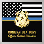 Impressions Dorure Félicitations à la Police Blue Line Flag (Recto)