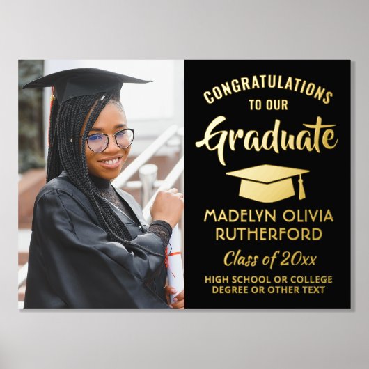 Impressions Dorure Félicitations Graduate One Photo Black & Real (Recto)