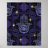 Impressions Dorure Felt violet look Hamsa main avec étoiles (Recto)