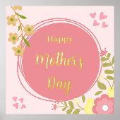 Impressions Dorure Fête de la mère rose et heureuse (Recto)