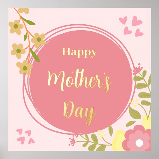 Impressions Dorure Fête de la mère rose et heureuse (Recto)