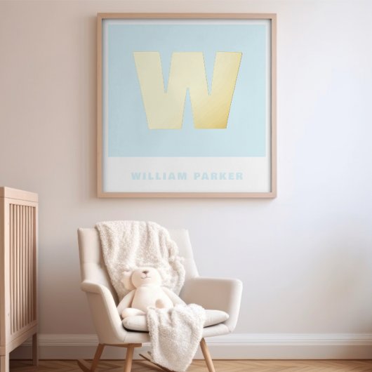 Impressions Dorure Feu bleu Nom et Monogramme Retro Nursery