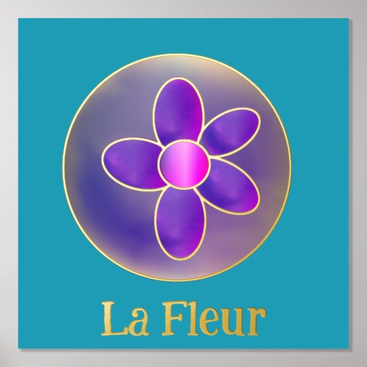 Impressions Dorure Fleur Abstrait Violet Turquoise Rose Chaud Or (Recto)