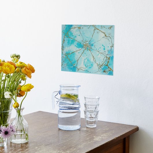 Impressions Dorure Fleur moderne Abstraite bleue et noire (Couchage (Cuisine))