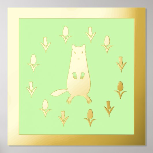 Impressions Dorure Fleurs de marmotte et de tulipe mignonnes (Recto)