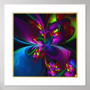 Impressions Dorure Floral moderne Art Abstrait Rouge Bleu Motif #15
