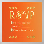 Impressions Dorure Flores d'automne Pile d'or Imprimer RSVP (Recto)